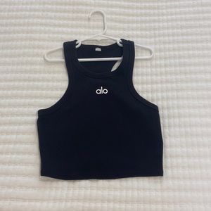 alo yoga black ribbed tank